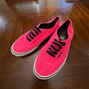 Vans Neon Pink Canvas Shoes with Black Accents